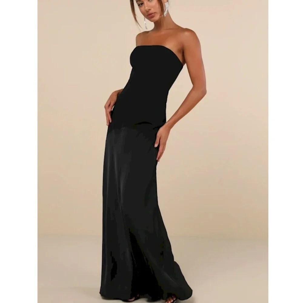 Lulu's Black Strapless Maxi Dress - Picture 4 of 8